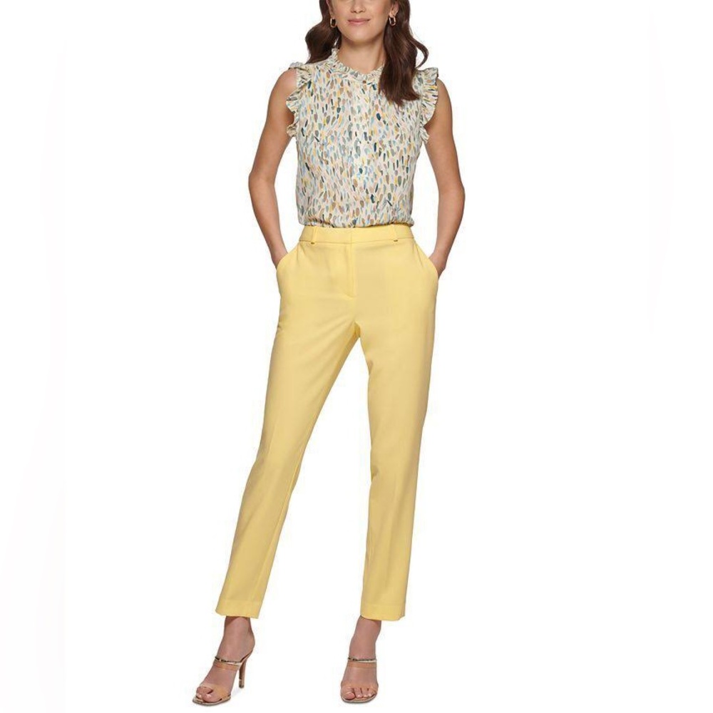 DKNY Yellow Slim Fit Trousers - Size 10